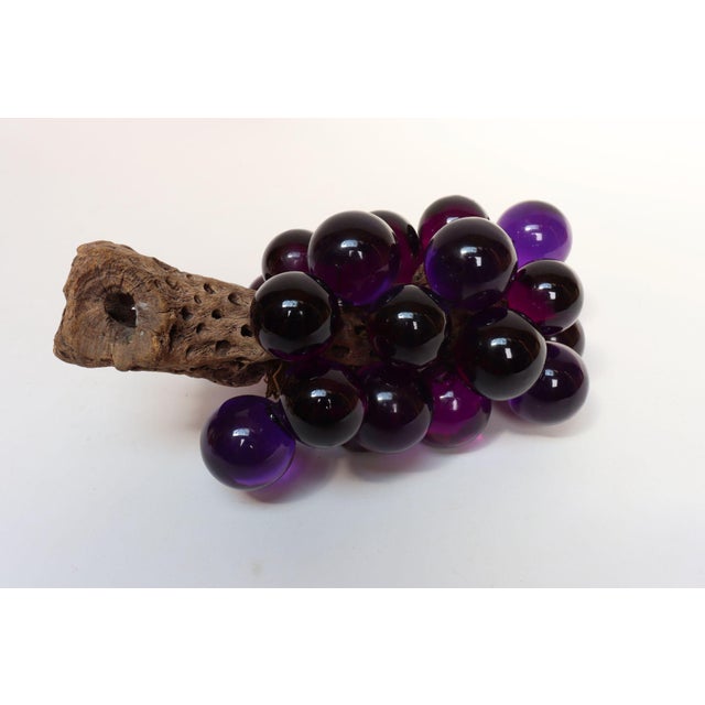 Mid-Century Modern Purple Lucite Acrylic and Driftwood Grape Cluster Centerpiece For Sale In New York - Image 6 of 14