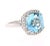 This incredible Square Cushion Cut Blue Topaz and Diamond ring has a stunning and large 8.94 Carat Blue Topaz and its...