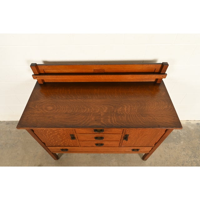 Wood L. & J. G. Stickley Antique Mission Oak Arts & Crafts Sideboard, Circa 1910 For Sale - Image 7 of 17