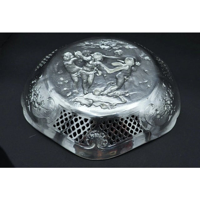 Antique German Continental Silver Reticulated Dancing Amorini Cherubs Serving Plate Tray, 1880s For Sale In Monterey, CA - Image 6 of 7