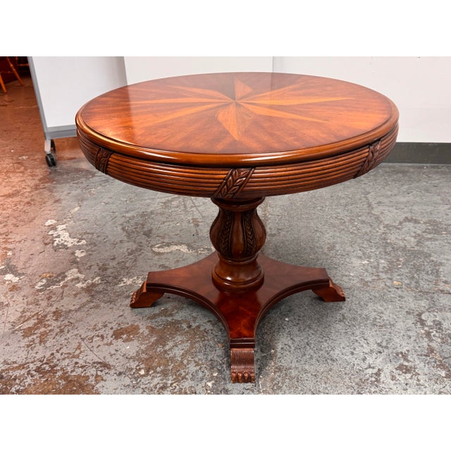 Traditional Compass Star Inlaid Accent/Center Table For Sale - Image 3 of 12