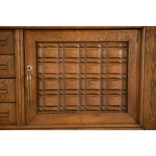 Brutalist Oak Sideboard in the Style of Charles Dudouyt, 1950s For Sale - Image 11 of 14