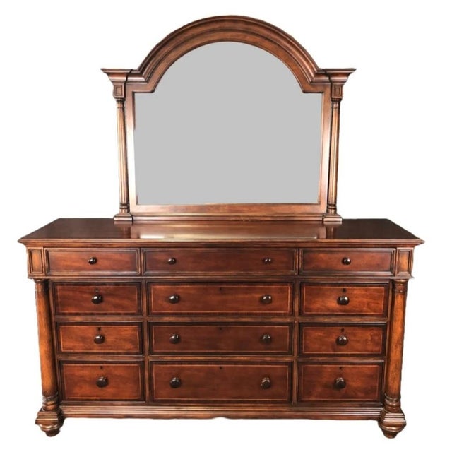 Brown Thomasville Fredericksburg Dresser 11 Drawers Mahogany Vintage For Sale - Image 8 of 8