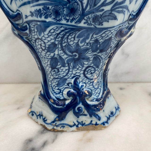 Antique Dutch Delft Blue and White Faience Vase For Sale - Image 13 of 16