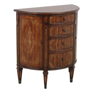 Theodore Alexander 4 Drawer 2 Door Mahogany Demilune Cabinet For Sale