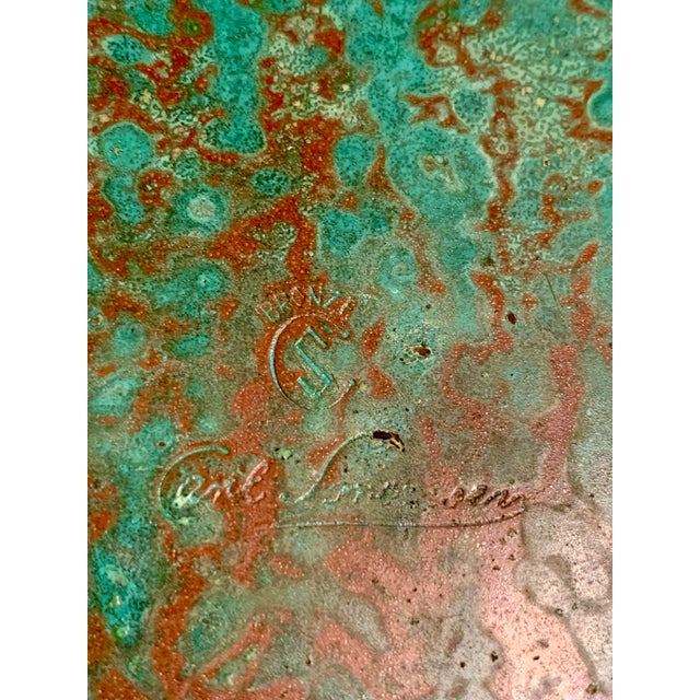 Green 1930s Carl Sorensen Bronze Art Deco Serving Bar Tray For Sale - Image 8 of 9