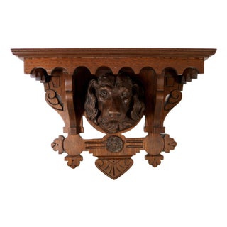 19th Century Black Forest Hand-Carved Wood Hunting Dog Wall Bracket Shelf For Sale
