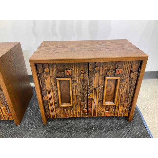 Paul Evans Style Lane Pueblo Mid Century Brutalist Nightstands, Pair For Sale - Image 13 of 17