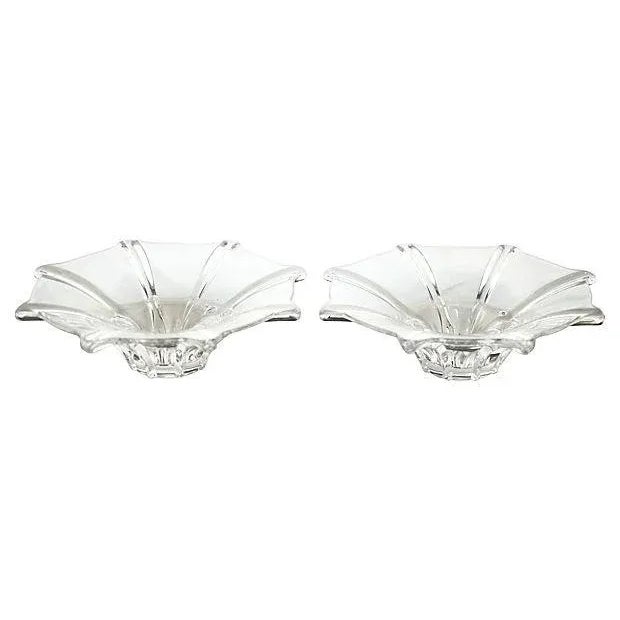 Mid-Century Modern Fluted Crystal Candle Holders - a Pair For Sale - Image 3 of 3