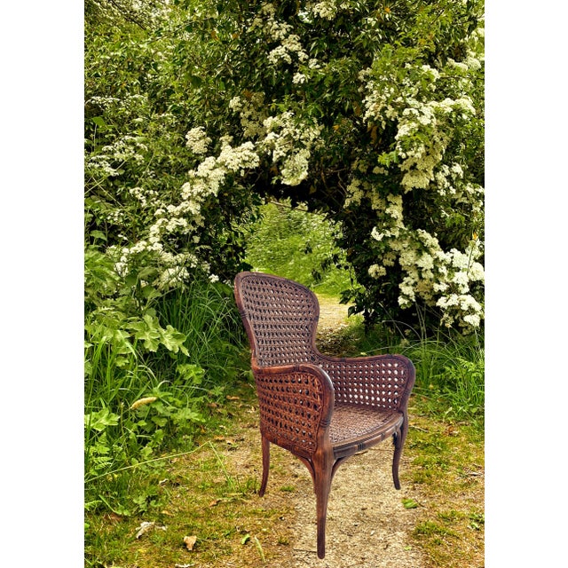 Vintage French Double Caned Wicker Armchair / Side Chair For Sale - Image 13 of 15