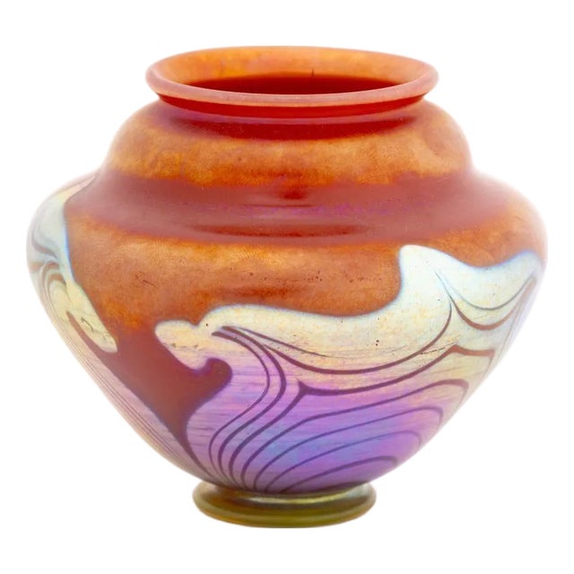 Louis Comfort Tiffany Red Favrile Glass Vase For Sale