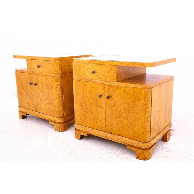 1930s Vintage Polish Art Deco Nightstands, 1930, Set of 2 For Sale - Image 5 of 12