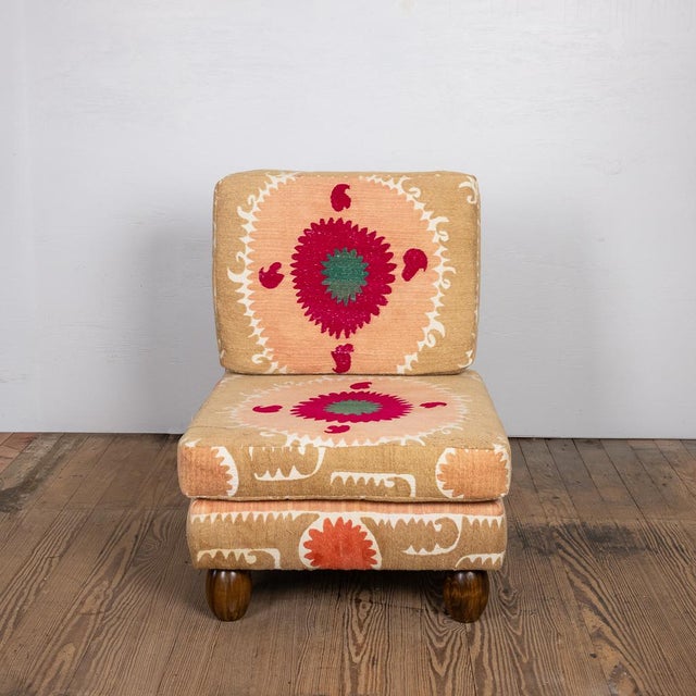Slipper Chair Upholstered in Suzani For Sale In Houston - Image 6 of 8