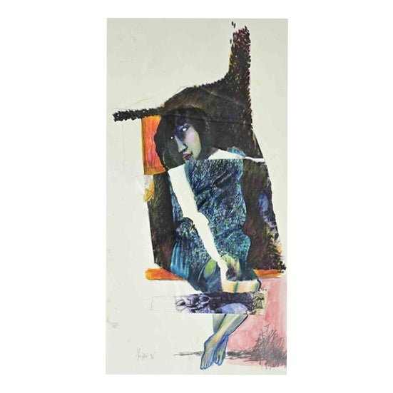 Alberto Inglesi, Woman, 1996, Ink and Watercolor For Sale