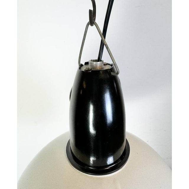 Plastic Industrial Soviet White Enamel Pendant Lamp, 1960s For Sale - Image 7 of 18