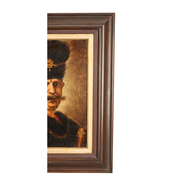18th Century Antique 18th C Oil on Canvas a Polish Nobleman Portrait After Rembrandt Van Rijn 1637 For Sale - Image 5 of 12