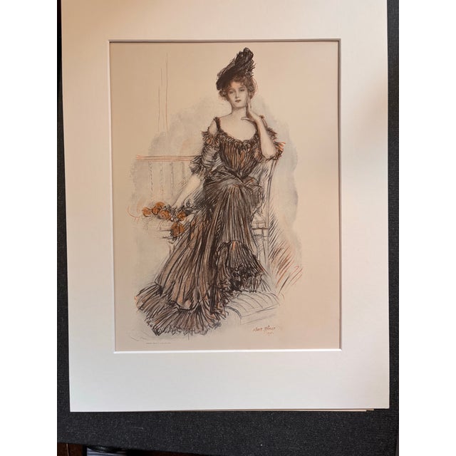 American Albert Sterner, American Beauties, 1908 Original Lithograph Original Antique Print For Sale - Image 3 of 7