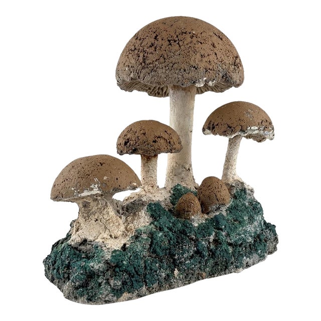 Vintage Brutalist Style Cast Stone Mushroom Garden Sculpture For Sale