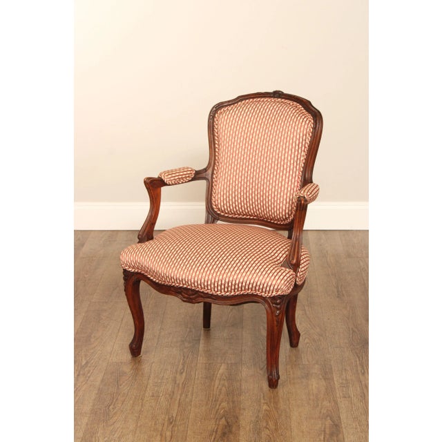 Wood Antique French Louis XV Style Fauteuil Armchairs - A Pair For Sale - Image 7 of 12
