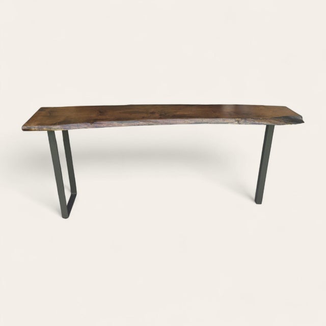 Oversized Spalted Maple Console Table With Steel Base For Sale - Image 4 of 4