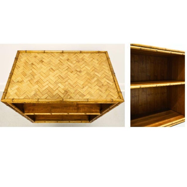 Wood Late 20th Century Faux Bamboo Modular Console Cabinet & Shelving Unit For Sale - Image 7 of 18