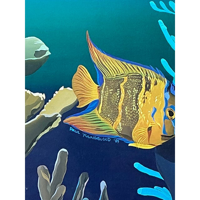 Late 20th Century Vintage Monumental Paul Youngblood Original Undersea Oil Tryptic on Canvas For Sale - Image 5 of 12