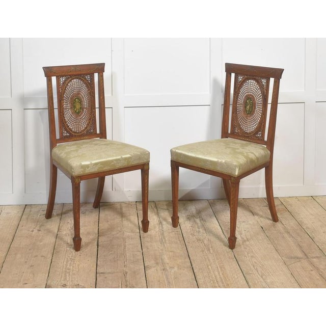 Wood Edwardian Satinwood Cane-Back Side Chairs, 1890s, Set of 2 For Sale - Image 7 of 7