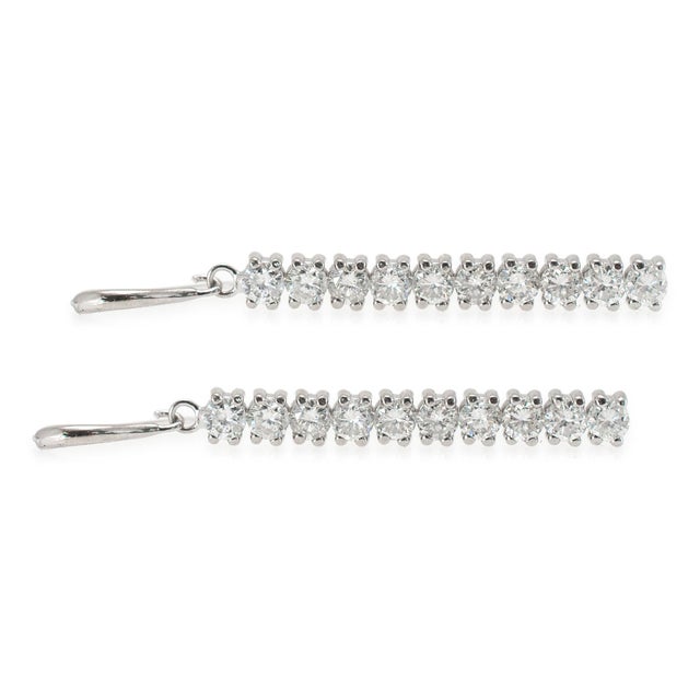 Ladies 14k White Gold 3.02ct Round Diamond Liner Drop Earrings - 2 Pieces For Sale - Image 4 of 6