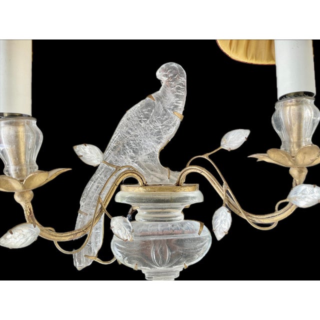 Mid 20th Century French Maison Baguès Style Two-Light "Bird and Foliage" Sconces, a Pair For Sale - Image 5 of 10