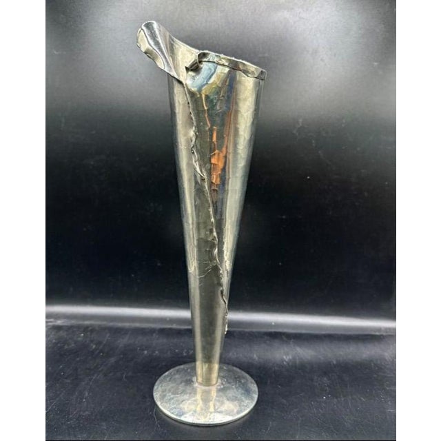 Signed Jean Goardère France Handmade 95% Pewter Calla Lily Vase For Sale - Image 4 of 10
