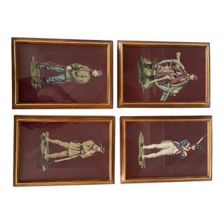 Vintage 1960s Needlepoint Revolutionary War Soldiers - Set of 4 For Sale