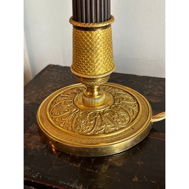 Early 19th Century Single Empire Gilt Bronze Period Candlestick as Lamp For Sale In Cincinnati - Image 6 of 18