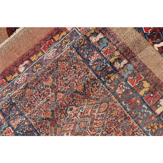 Antique Persian Sarab Runner With Geometric Patterns in Rich Reds and Blues 2'10 X 16'6 For Sale - Image 12 of 12