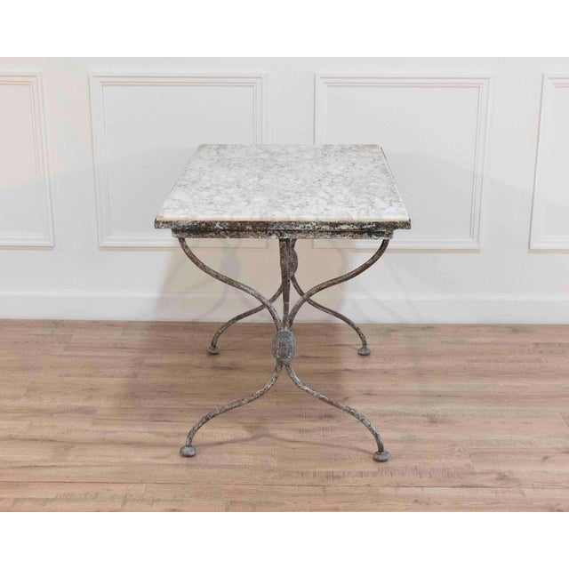 Metal 19th Century French Wrought Iron Table with Marble Top, Signed Emile Paul For Sale - Image 7 of 8