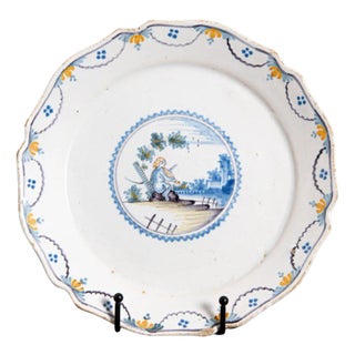 French Faience Plate from Nevers, 1700s For Sale