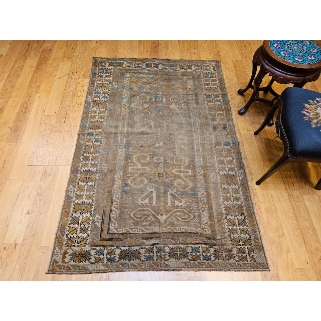 Tribal Antique Caucasian Shirvan Perpedil Area Rug, Handwoven Geometric Design, 4' x 6' For Sale - Image 3 of 16