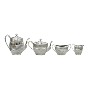 Antique James Dixon & Sons 4186 Victorian Silver Plated Tea Service Set - 4 PCS