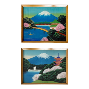 Vintage Japanese Landscapes Reproduction Prints - A Pair