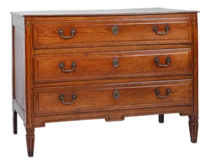 French Rustic Chest of Drawers in Oak with 3 Drawers, 1850s