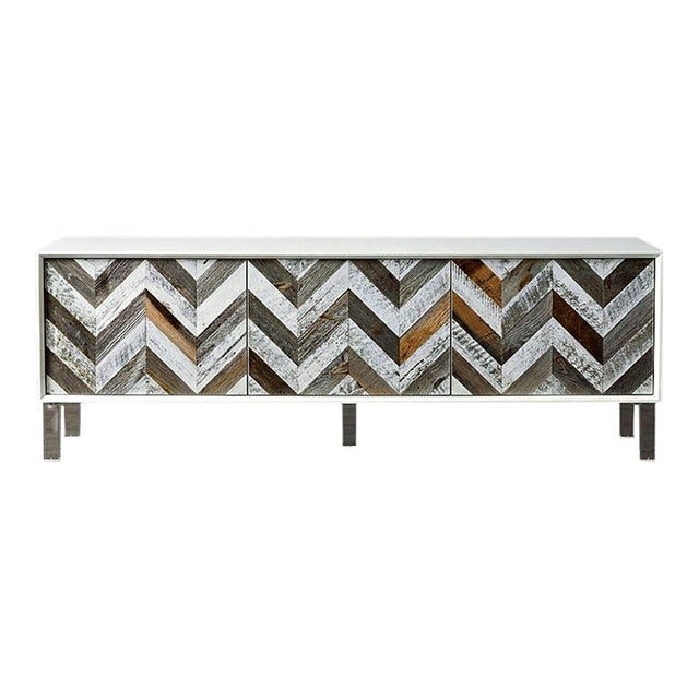 ModShop Chevron White Wood Sideboard For Sale