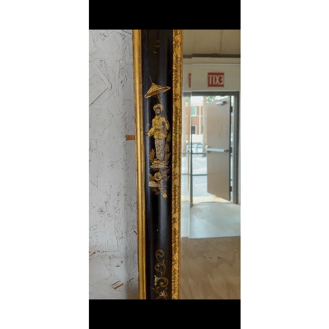 1940s Large Italian Chinoiserie Mirror With Hand Painted Details For Sale - Image 6 of 8