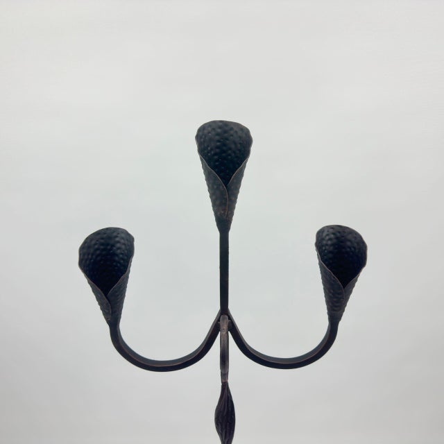 A Masterpiece of Iron and Fire: The Leaf Detail Candelabra ️ Transform your space with the artistic elegance of this Hand-...