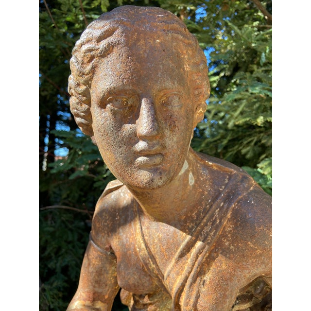French Cast Iron 19th Century Garden Statue of Huntress For Sale - Image 3 of 8