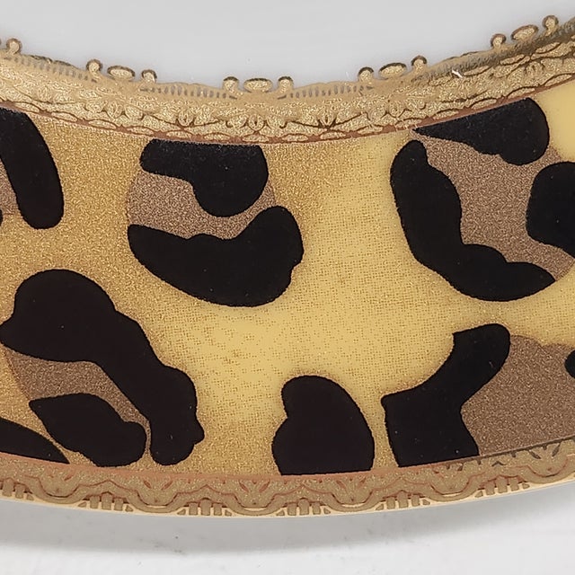 2000 - 2009 Highgate Manor “Leopard Chic” Salad Plates, Set of 6 – Crown Motif, Hollywood Regency Glam For Sale - Image 5 of 7