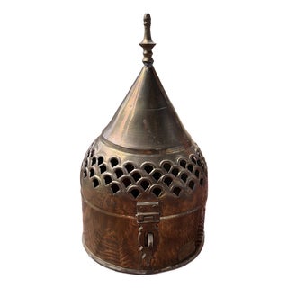 1970s Pierced Brass Lidded Box / Incense or Trinket Box For Sale