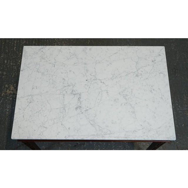 Chippendale Style Console Tables with White Carrara Marble Tops, Set of 2 For Sale - Image 16 of 18