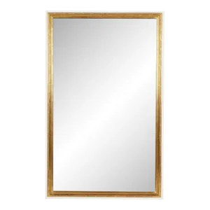 Mid 20th Century Modern Designer Giltwood Mirror With White Lacquer Boarder