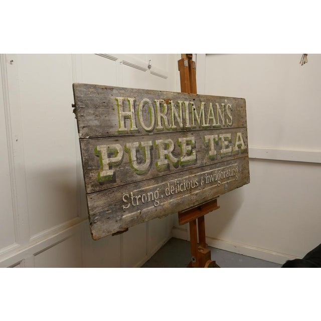 Wood Large Painted Wooden Advertising Sign, Hornimans Pure Tea, 1950 For Sale - Image 7 of 8