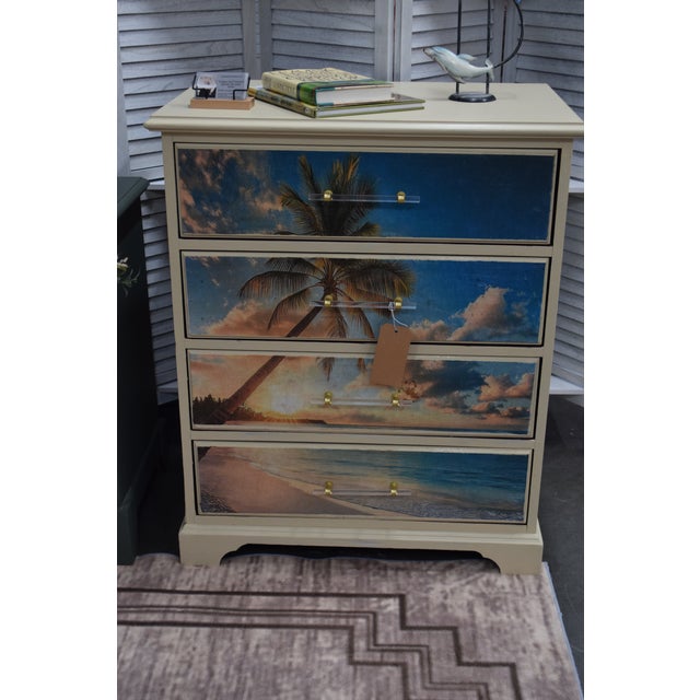 Tropical Palm Tree 4 Drawer Dresser For Sale - Image 4 of 5