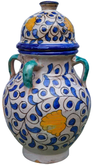 Mid 20th Century Blue & Orange Moroccan Vase